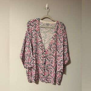 Avenue 3/4 Sleeve Cardigan Polka Dots 2X
